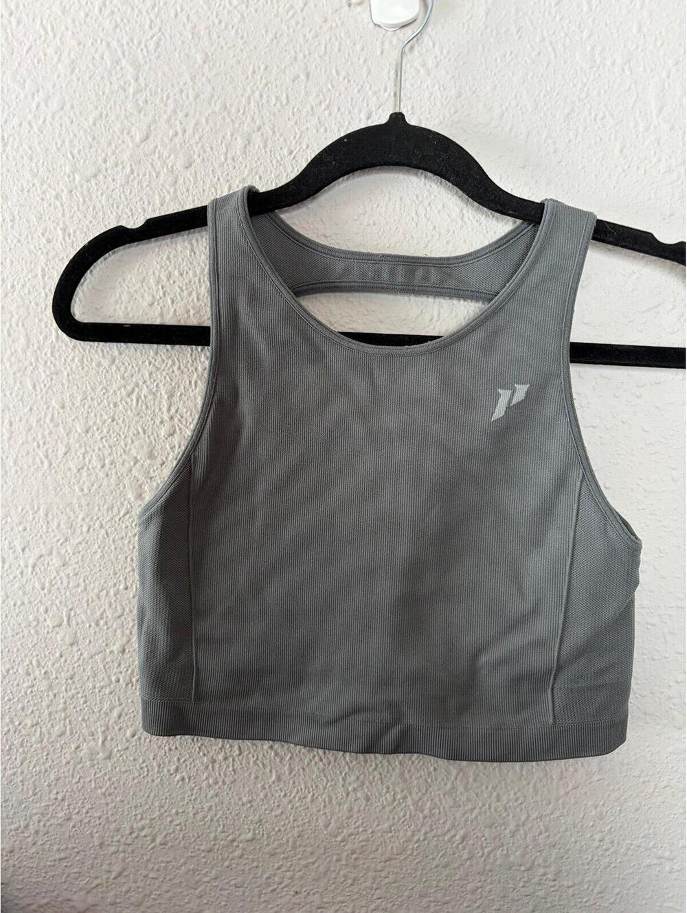 1st Phorm grey seamless high neck long line sports bra/cropped tank. Best for a